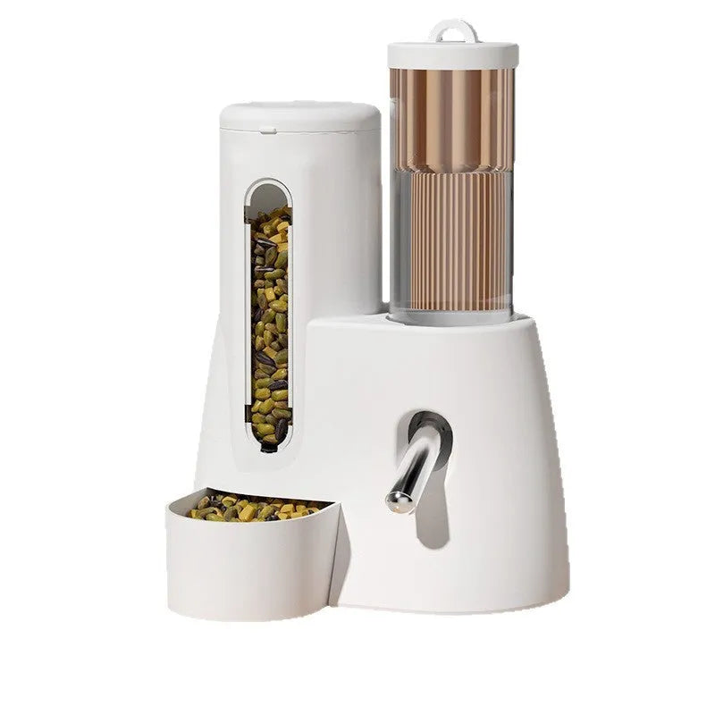 White, blue, and pink hamster automatic water feeder and food bowl in large and small sizes.