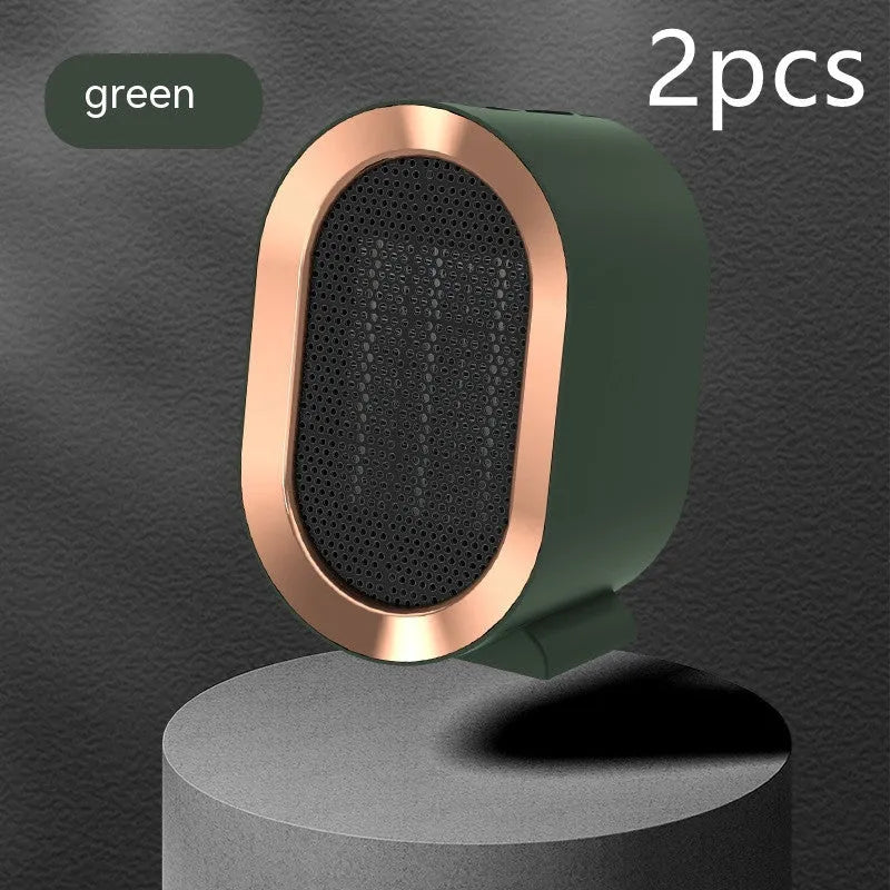 Desktop electric heater with ceramic heating element in choice of colours with international plug options