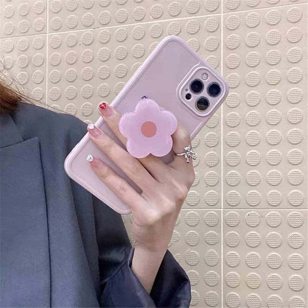 Cute flower phone case in pink soft silicone for iPhone with floral print design