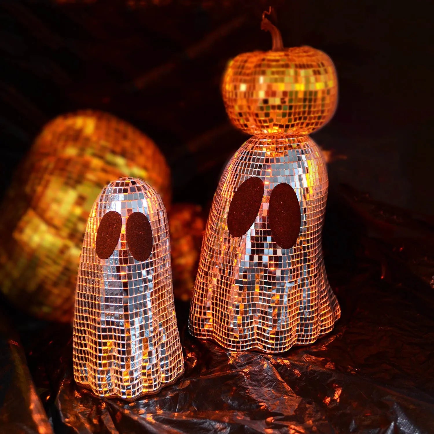 Silver embroidered glass Halloween ghost mosaic mirror patch desktop decoration