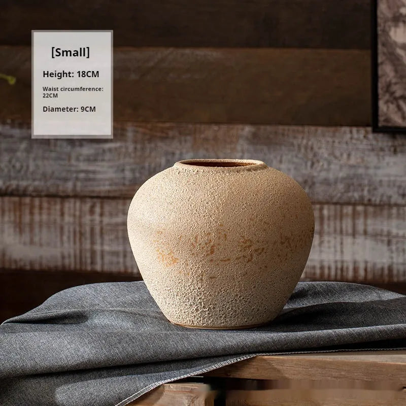 Pastoral Chinese style stoneware glazed vase, handmade ceramic with glass surface, available in small medium and large sizes
