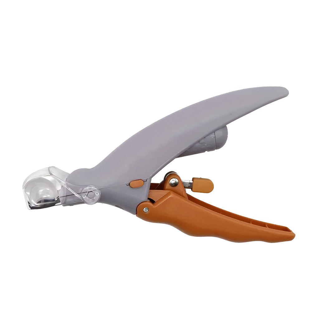 Yellow LED pet nail trimmer with magnifying glass and hardened steel blades for dogs and cats