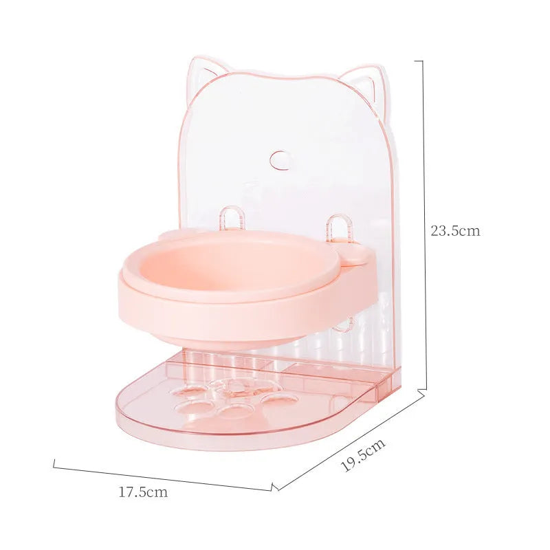 Adjustable height cat feeding bowl with neck protection and anti-spill design in grey colour