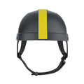Pet motorcycle safety helmet in white orange and black & yellow colours, showing ABS shell and cotton lining.