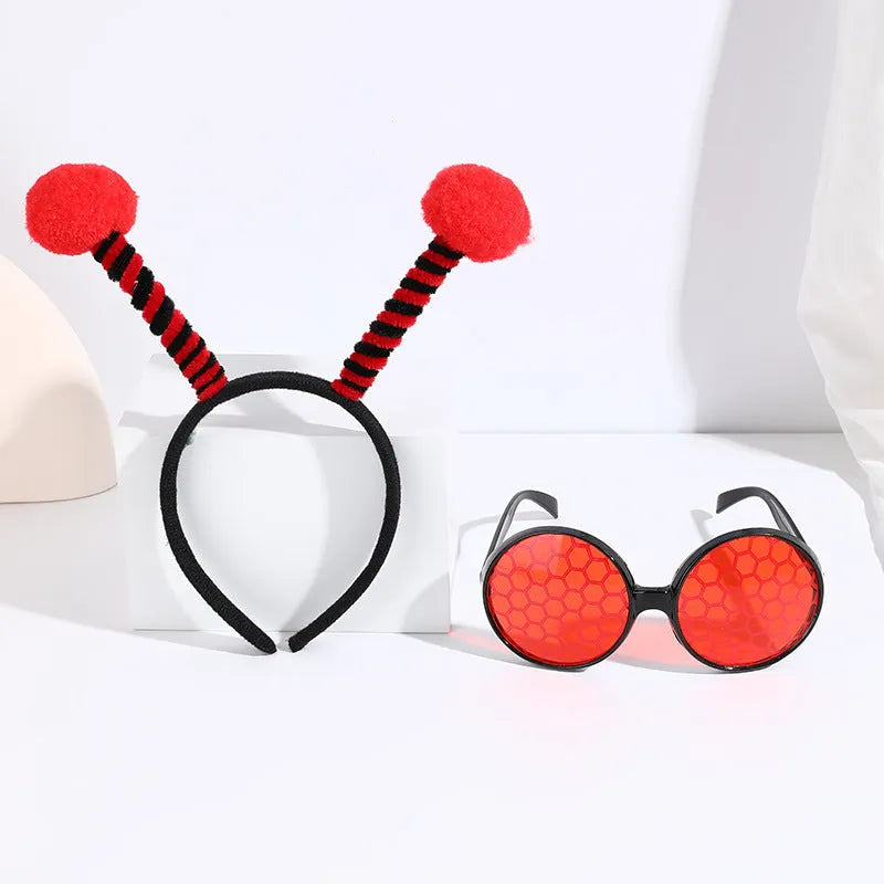 Kids bees party dress up set with headband and glasses in four colour variations