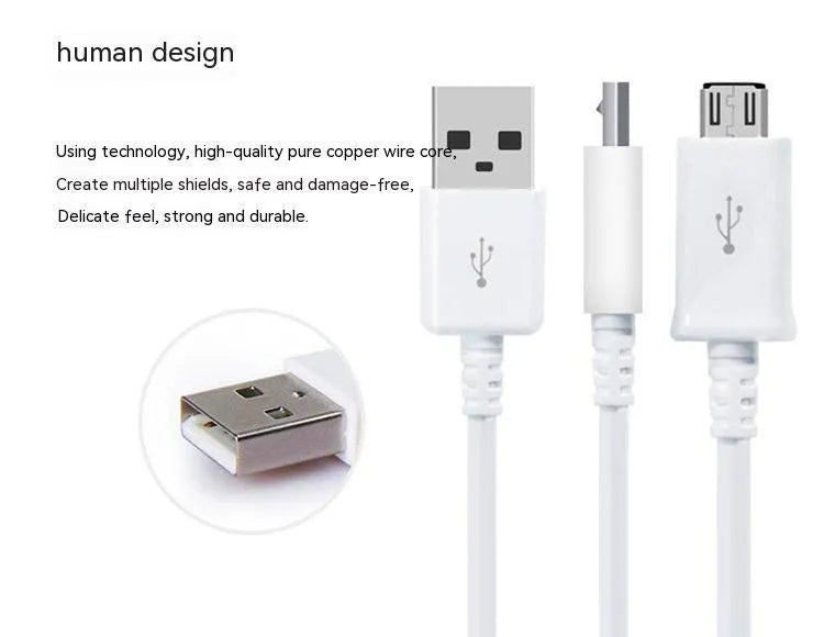 Android universal data cable with 1m black PVC cable and Micro USB connector