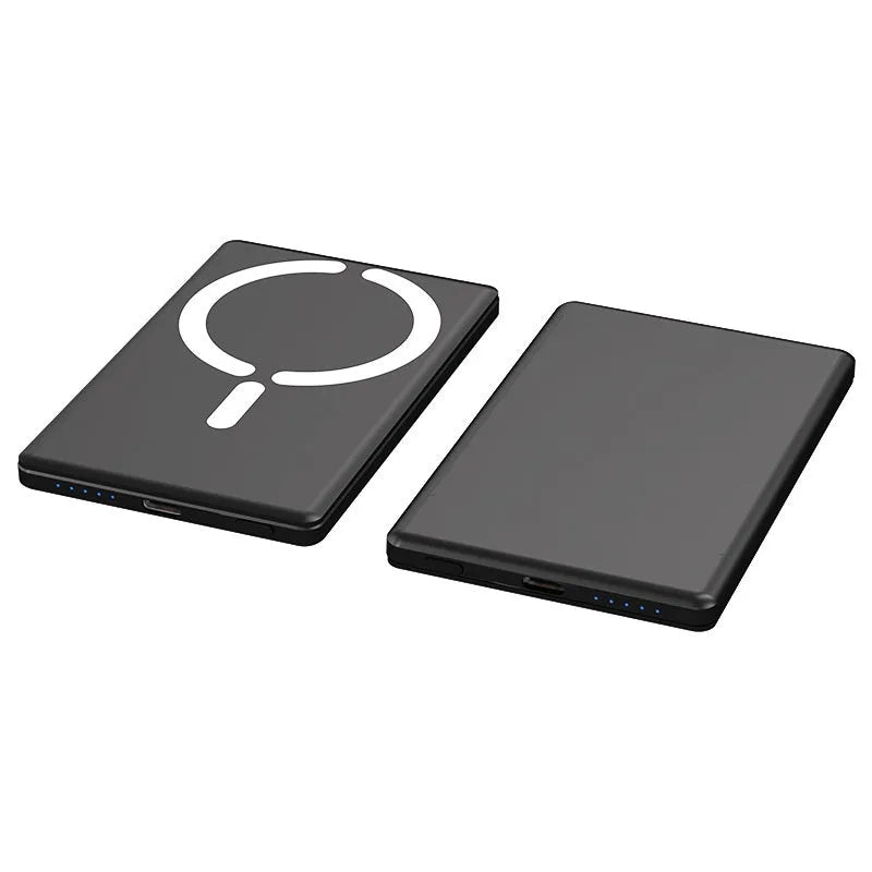 Ultra-thin magnetic power bank in dark grey, silver, black or violet with alloy shell