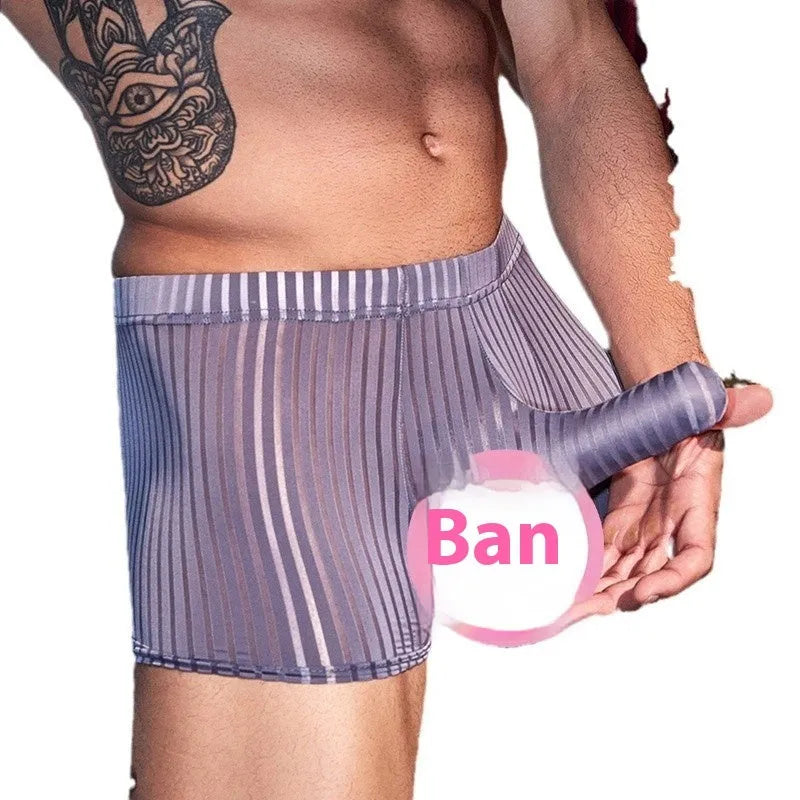 Men's vertical stripe boxer briefs in black, white and dark grey colours