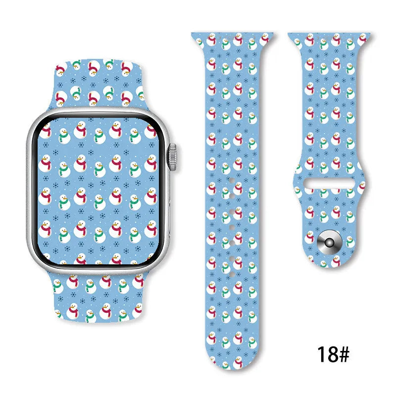 Christmas silicone watch strap in solid colour style 01, fitting 38-49mm watch cases with push-pin fitting