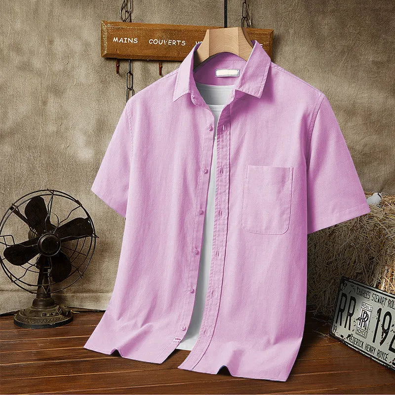 Men's Hawaiian printed short-sleeved loose-fit cardigan shirt in polyester, multiple colour options, front view