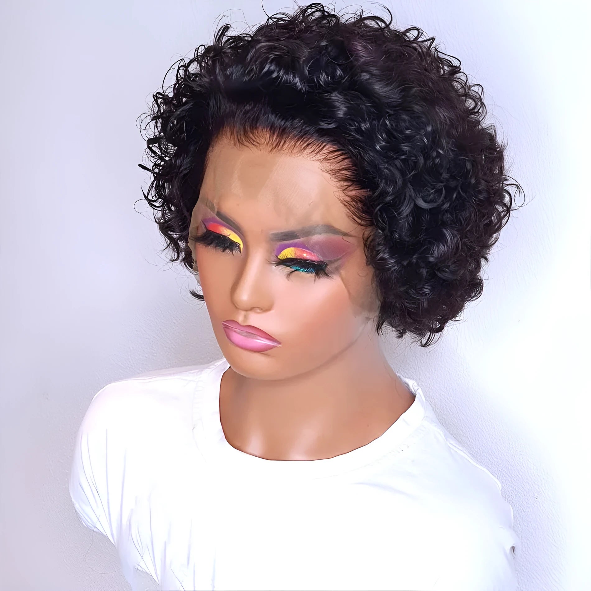 Black human hair lace front wig cap for daily wear