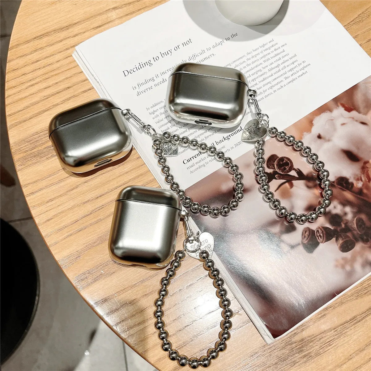 Matte plating TPU protective cover case for Apple AirPods shown in electroplated finish