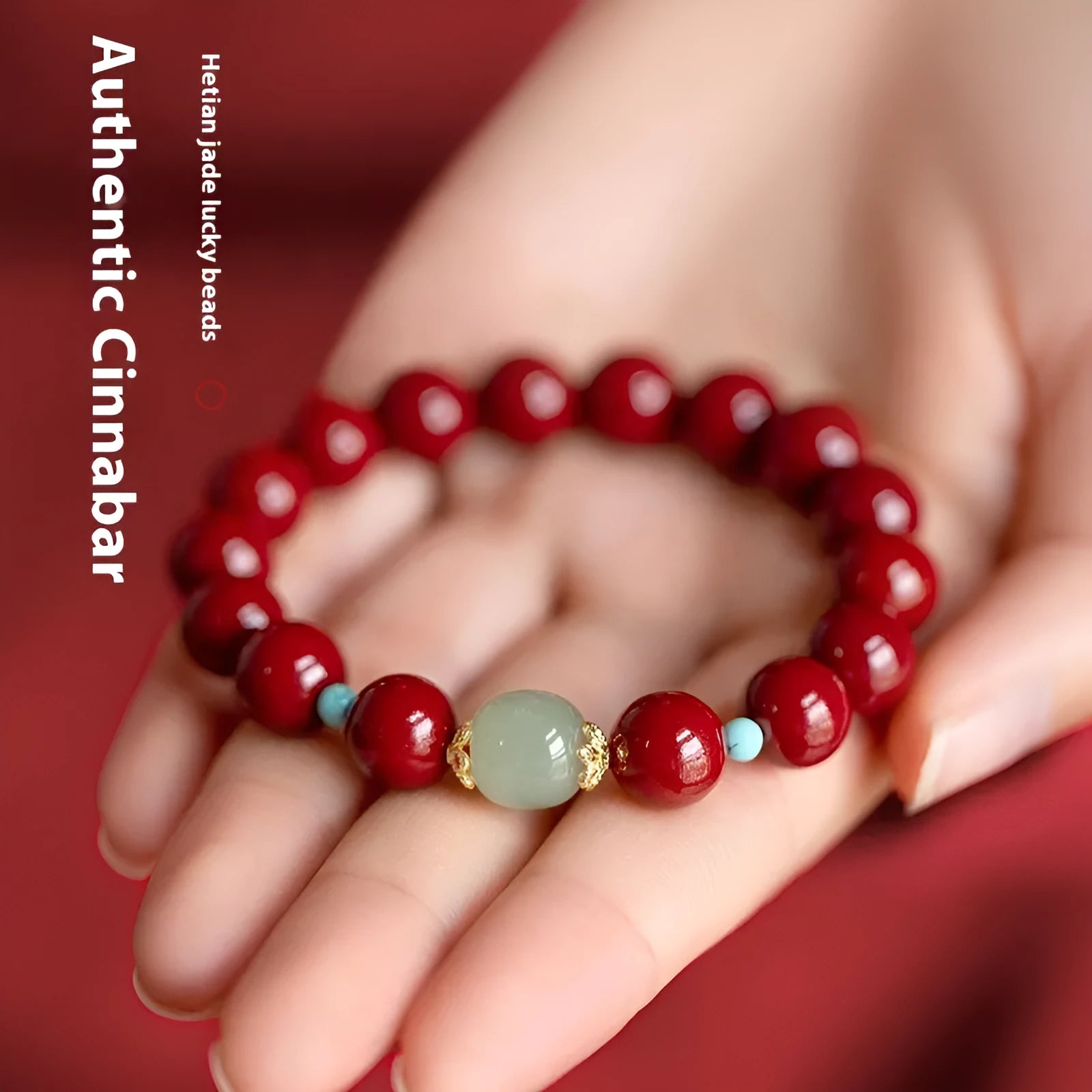 Purple Gold Sand cinnabar stone bracelet with geometric beads in 6mm, 8mm, or 10mm sizes.