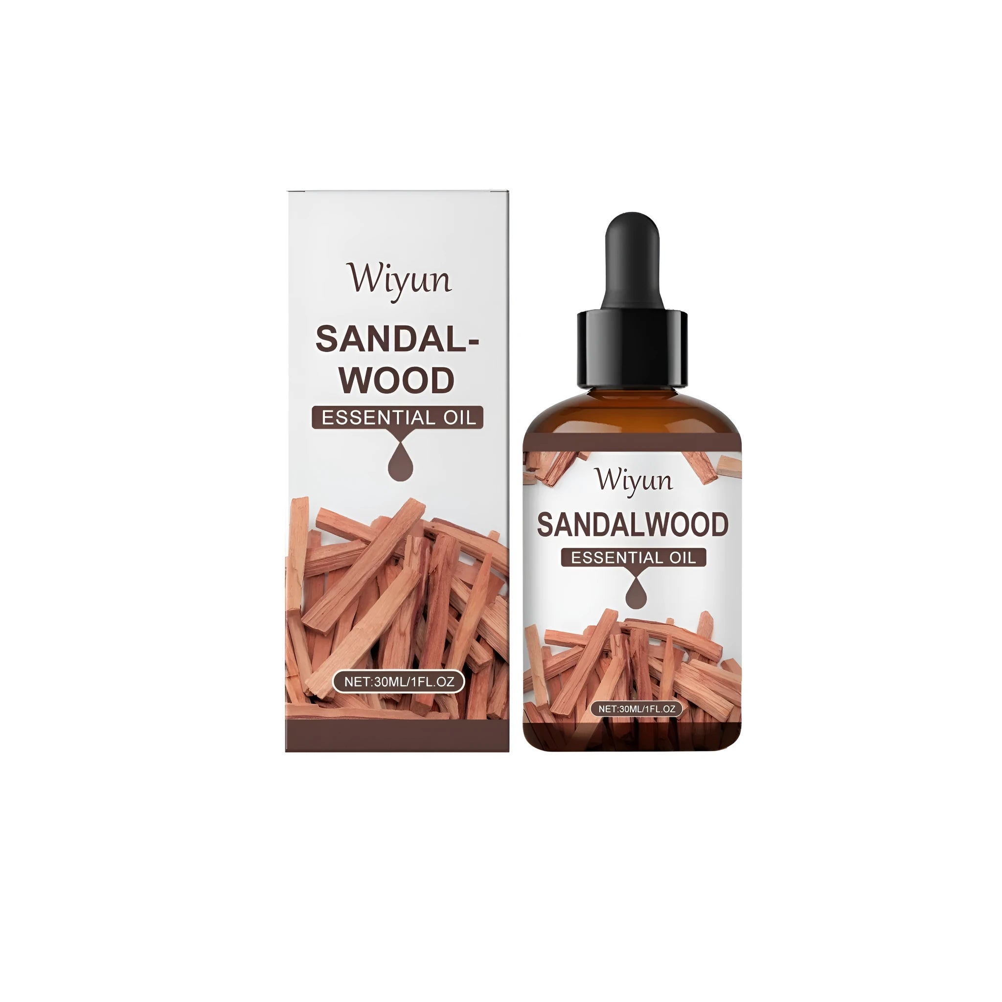 30ml bottle of sandalwood fragrance essential oil with natural ingredients