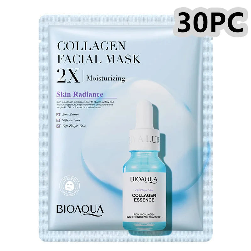 Collagen and hyaluronic acid gel facial sheet mask 30g single use