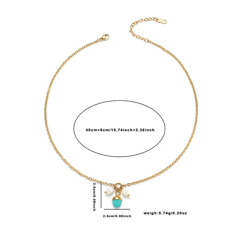 Pearl pendant necklace with non-fade textured Natural White finish, European and American style