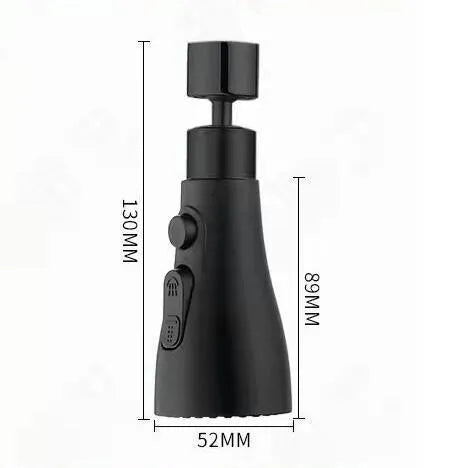 Universal pressurised kitchen faucet sprayer with 360-degree rotating nozzle in matte black finish