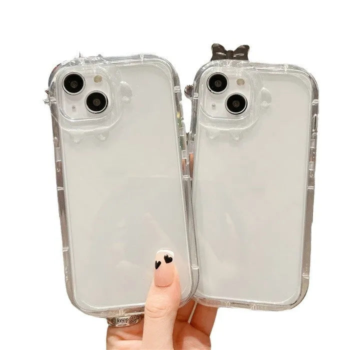 Small Monster transparent TPU phone case for iPhone, creative airbag protective cover with anti-fingerprint finish