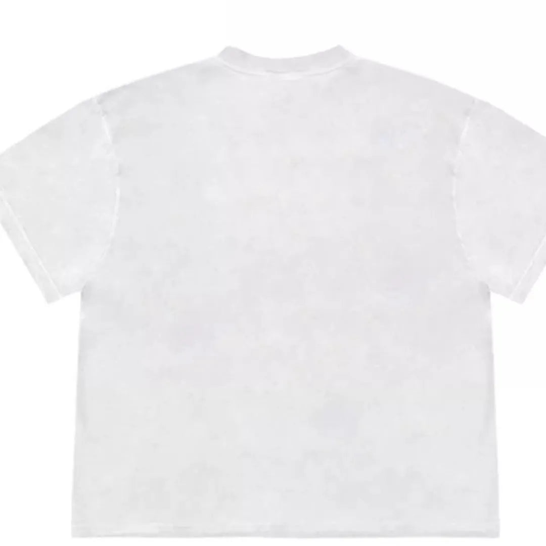 Loose fit patchwork T-shirt with floral patterns in ice oxygen cotton fabric