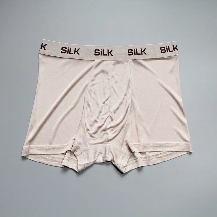 Men's silk shorts in navy blue with loose fit mid waist design