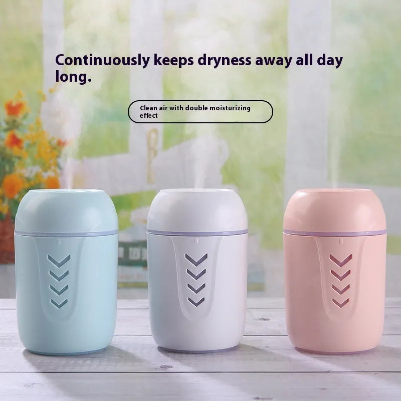 Round portable air purifier in blue colour with USB cable for car home office use