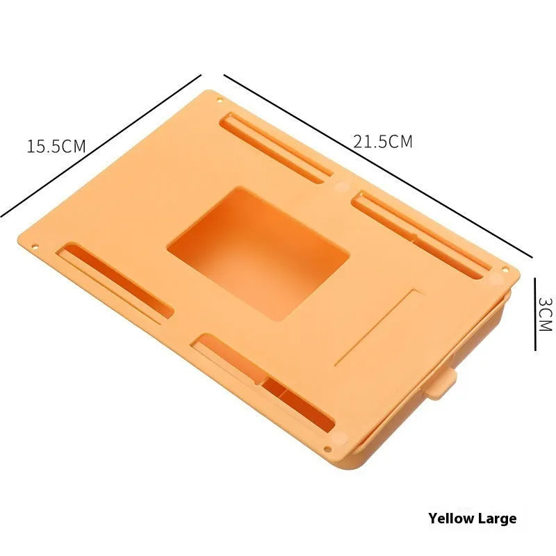 Plastic under-table storage drawer with adhesive mounting in grey colour