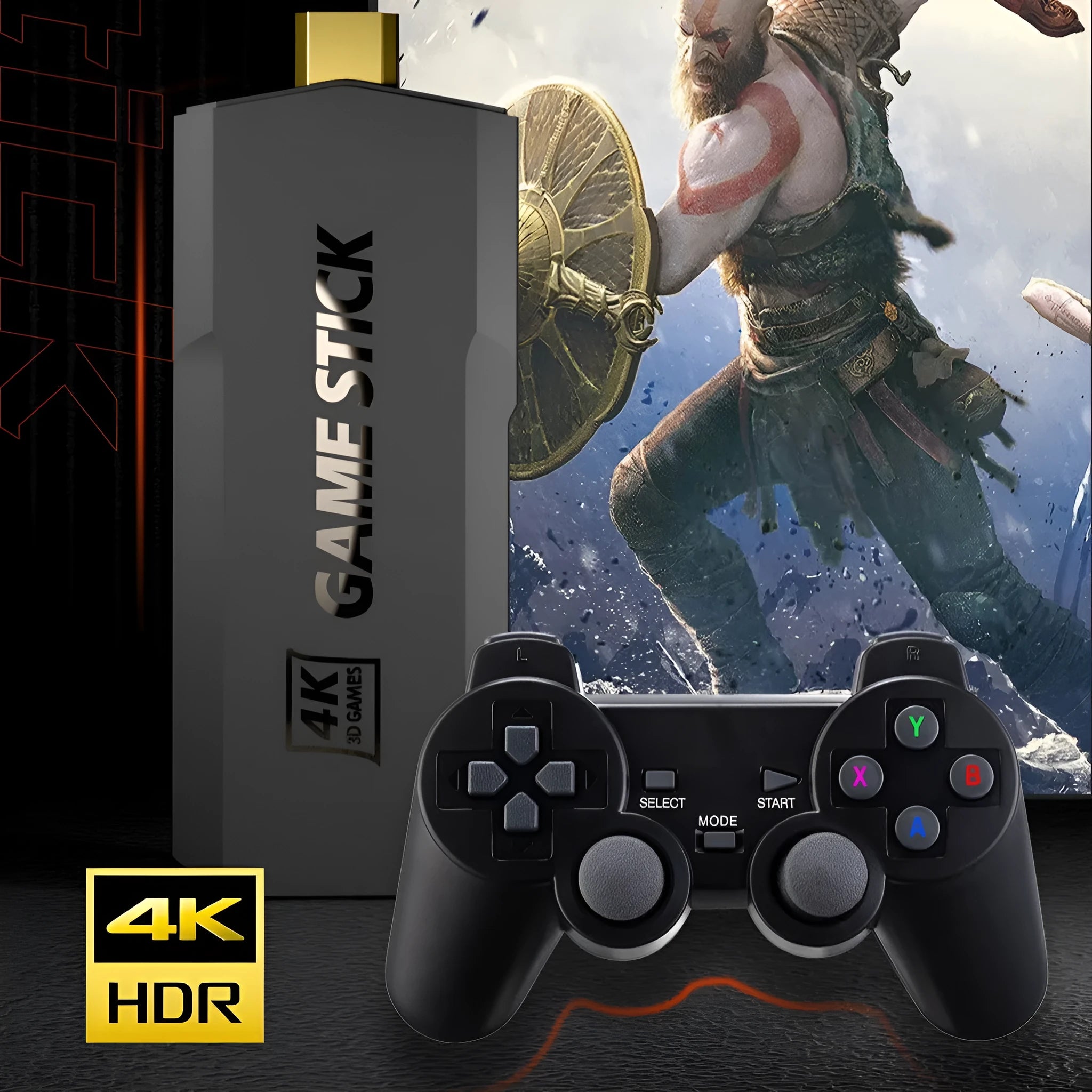 HD home TV game console with HDMI cable connection and wireless controller