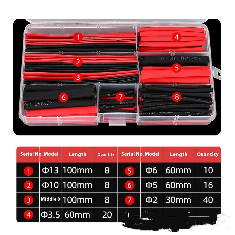 150pcs boxed black PE heat shrinkable sleeve tube for electrical insulation and cable repair