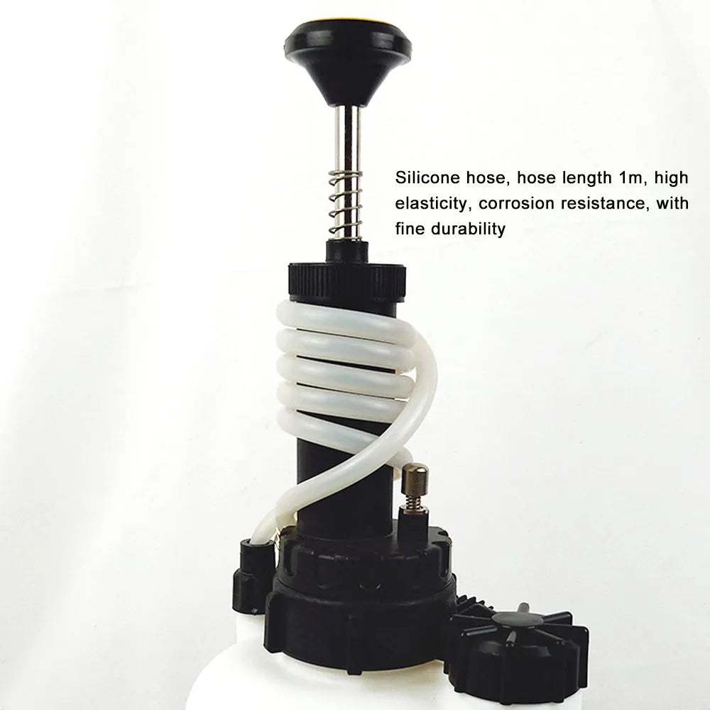 White 3-litre automobile brake oil tank replacement tool kit with copper, iron, and plastic components.