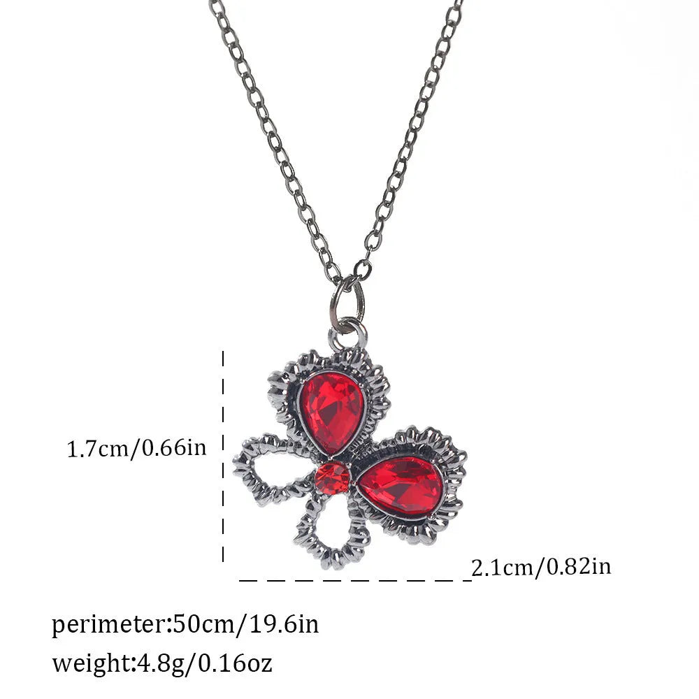 Dark style Halloween necklace with spider and bat pendant designs in electroplated zinc alloy