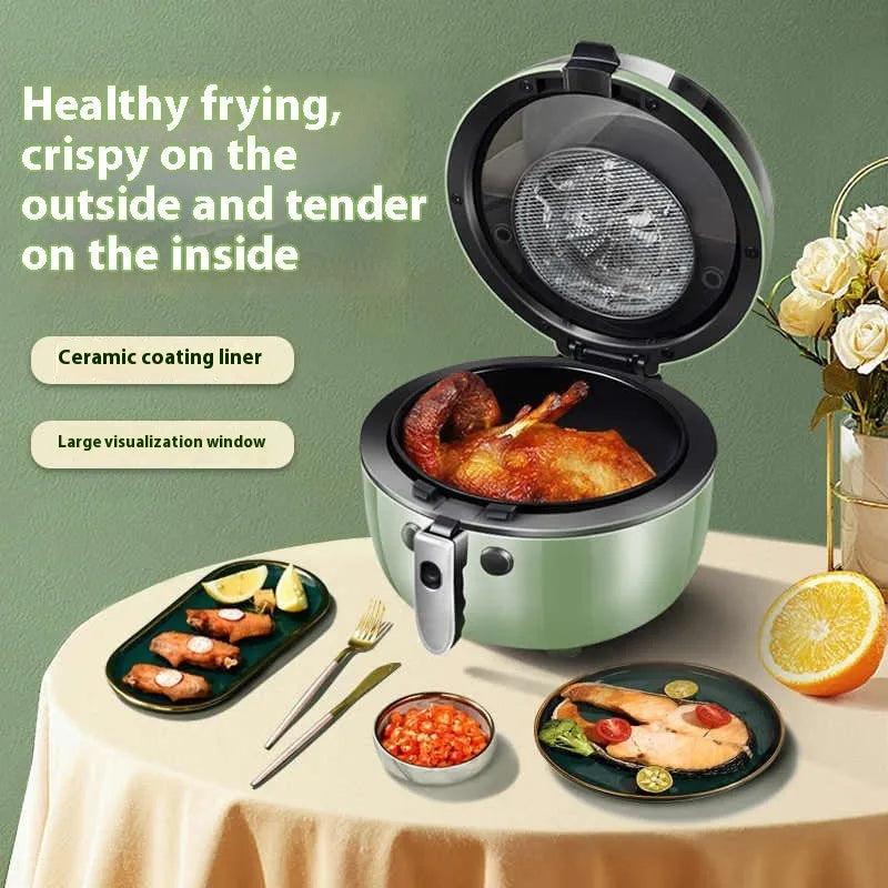 8-litre air fryer oven with visible window and mechanical button control panel
