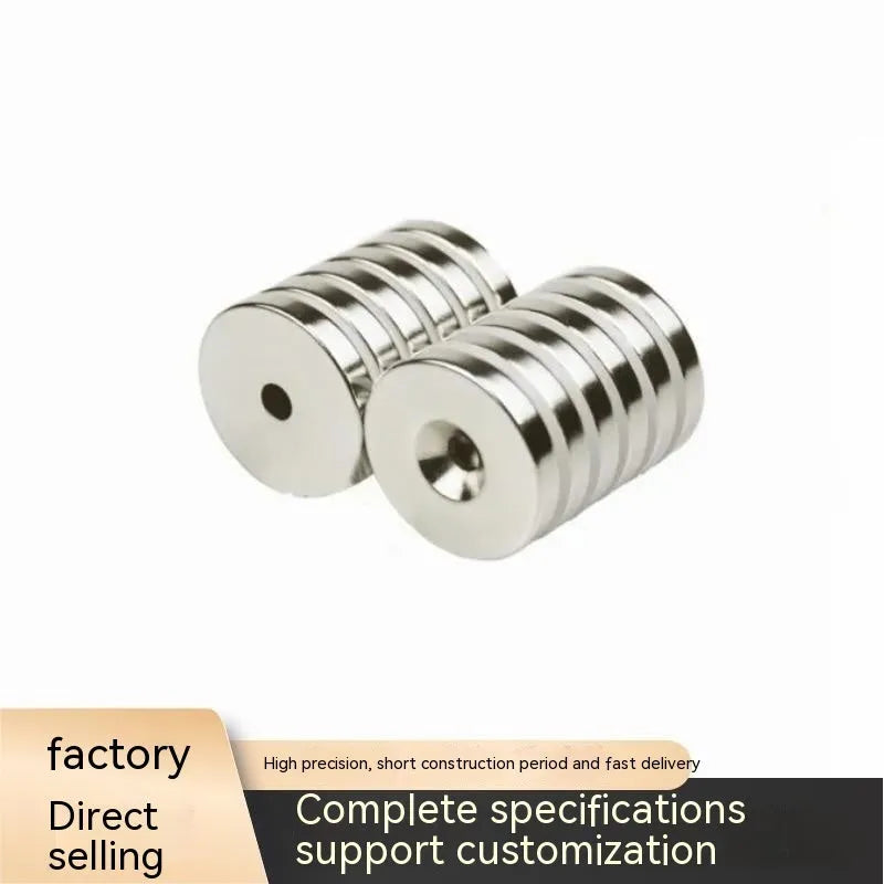 Circular sinking hole neodymium iron boron magnet 15mm diameter with central mounting hole