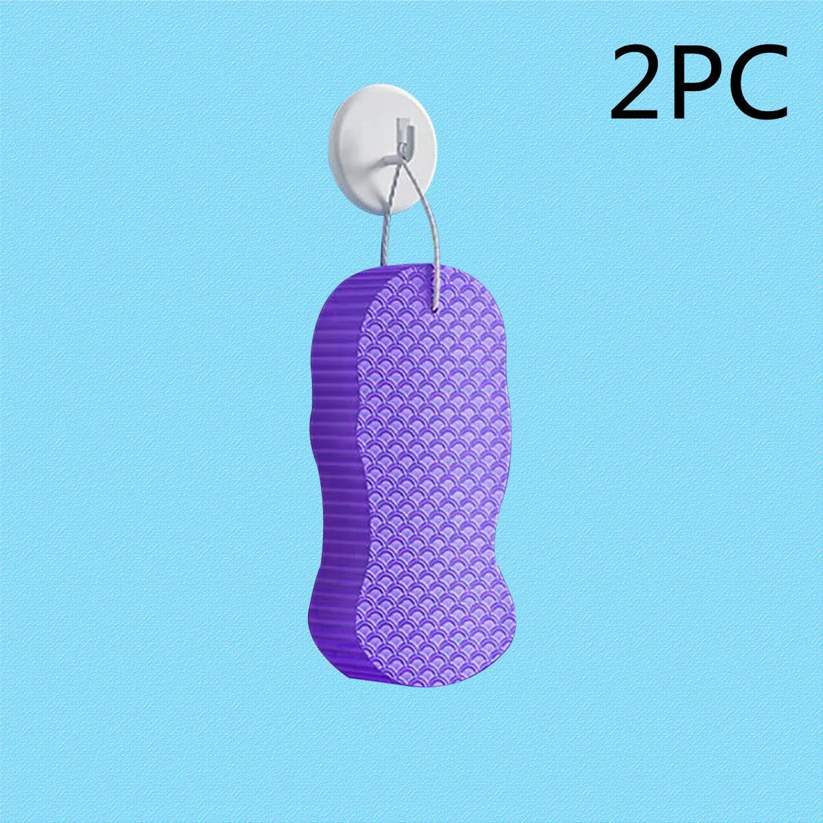 3D fish scale pattern bath sponge ball in white, grey, pink, or light blue colour.