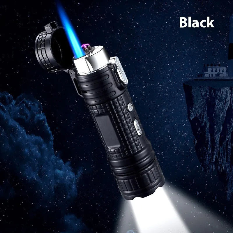 TH727 multifunction waterproof flashlight lighter in metal construction with five colour options