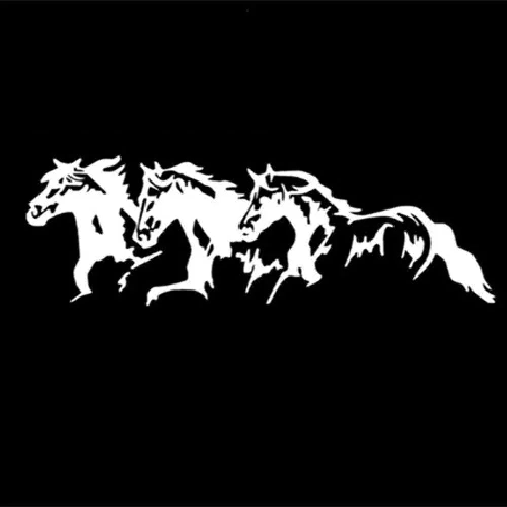 Black steed design car decal sticker measuring 25cm by 8cm on a white background.