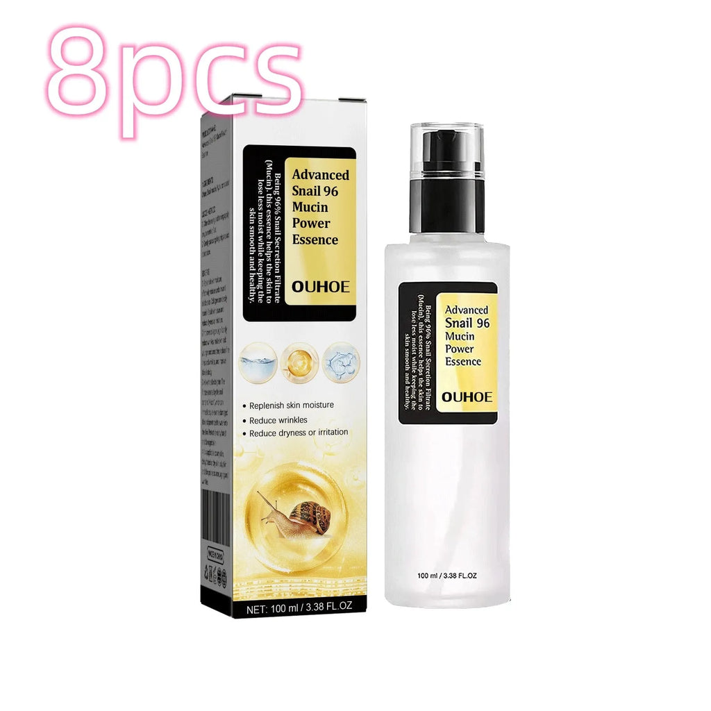 Snail serum collagen facial treatment bottle with 100ml content for hydrating and brightening skincare