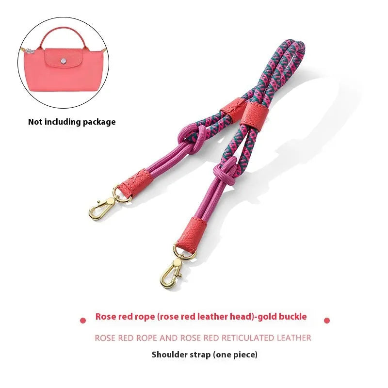 Braided nylon and cowhide leather crossbody strap with alloy buckle for bag modification