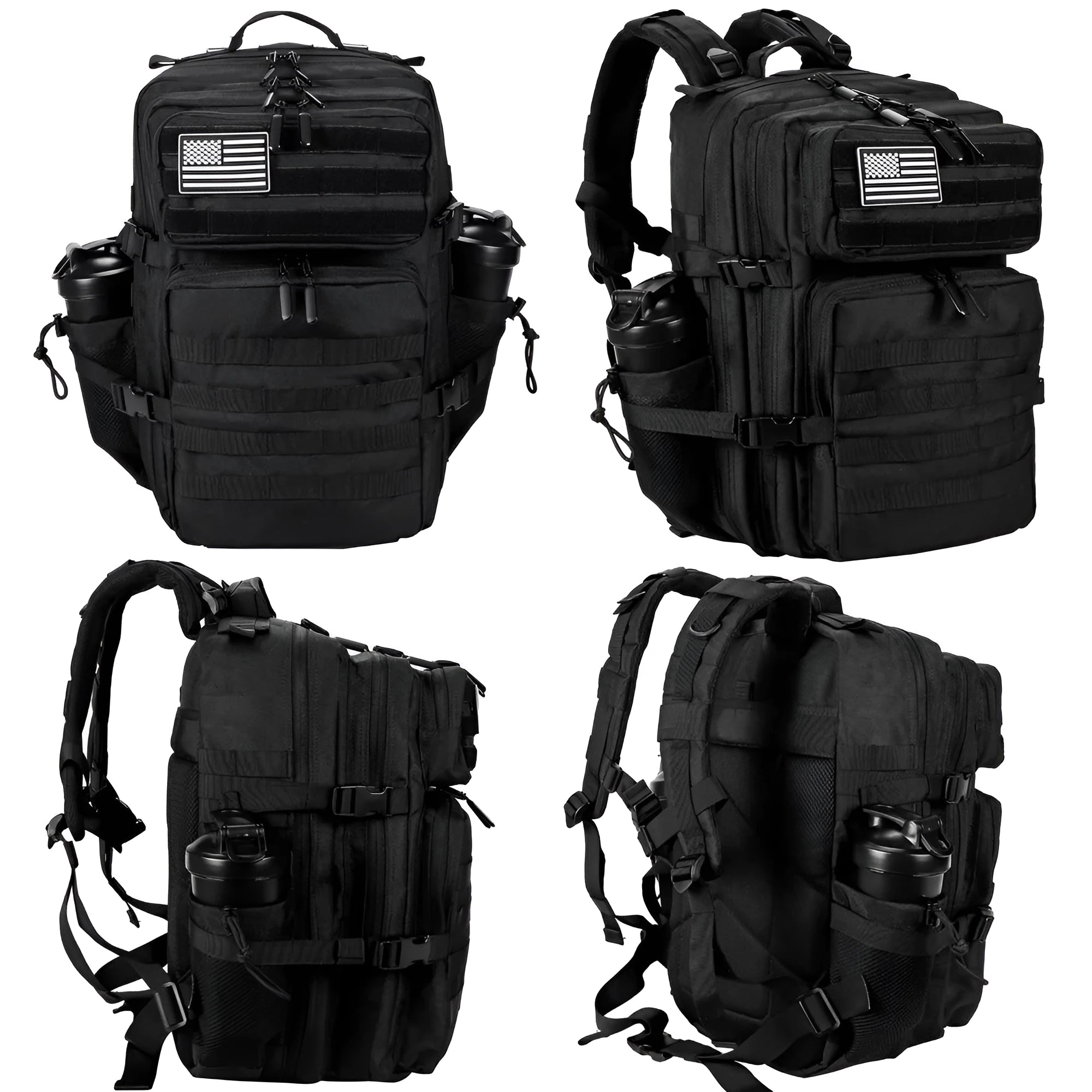 Large capacity waterproof hiking backpack 35L Oxford fabric air cushion strap unisex outdoor sports black