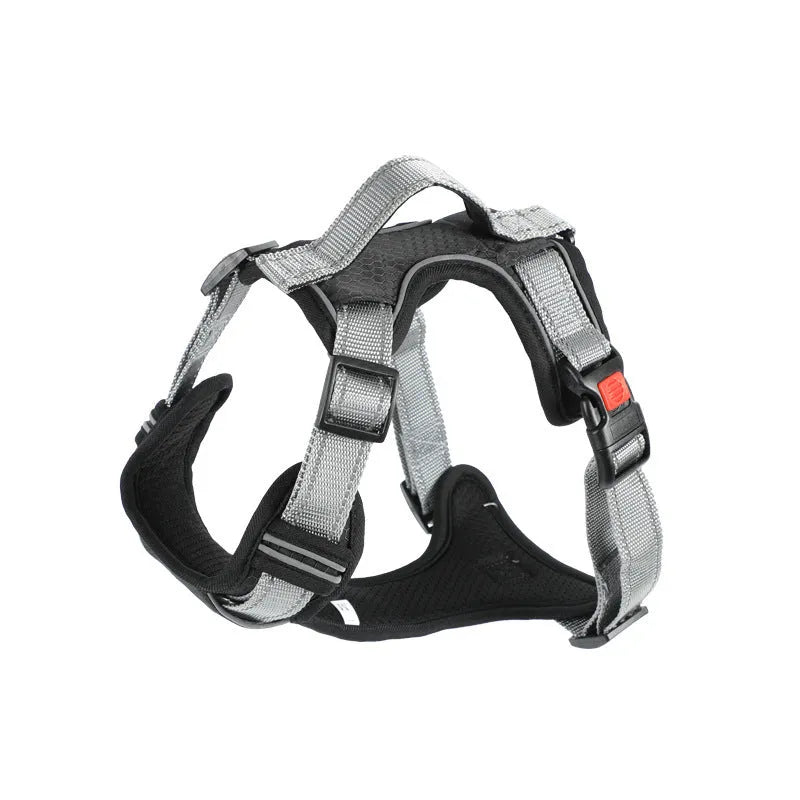 Adjustable polyester dog chest harness in various colours with optional hand holding rope
