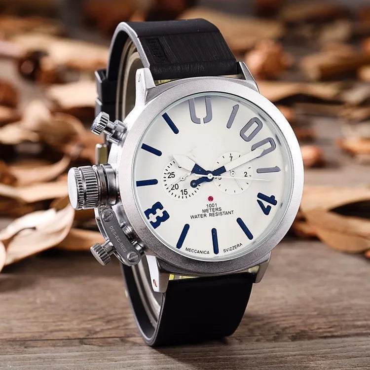 Men's 5-needled automatic mechanical watch with round alloy case and mineral glass mirror, 37mm dial diameter