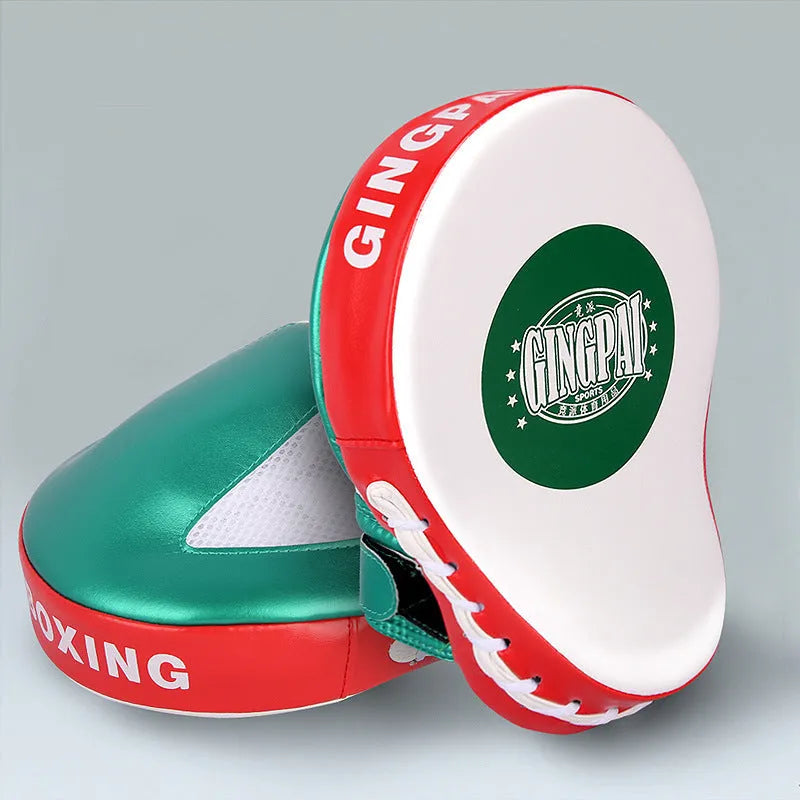 Vertical hanging boxing target in gold or green PU leather for martial arts training