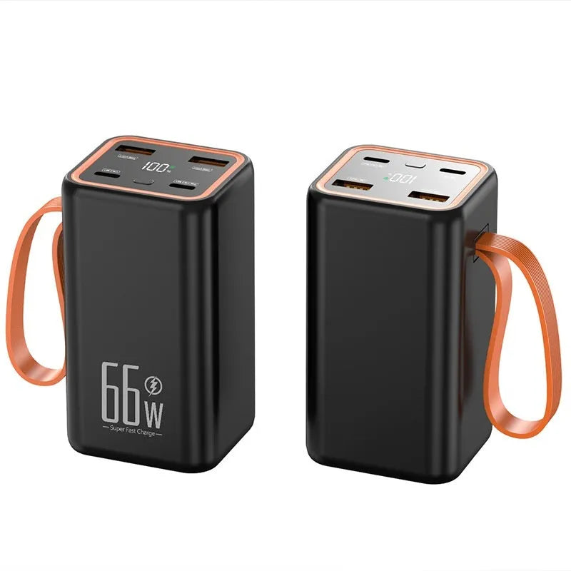PD66W 20000 mAh fast charge power bank in black and white colours showing creative design