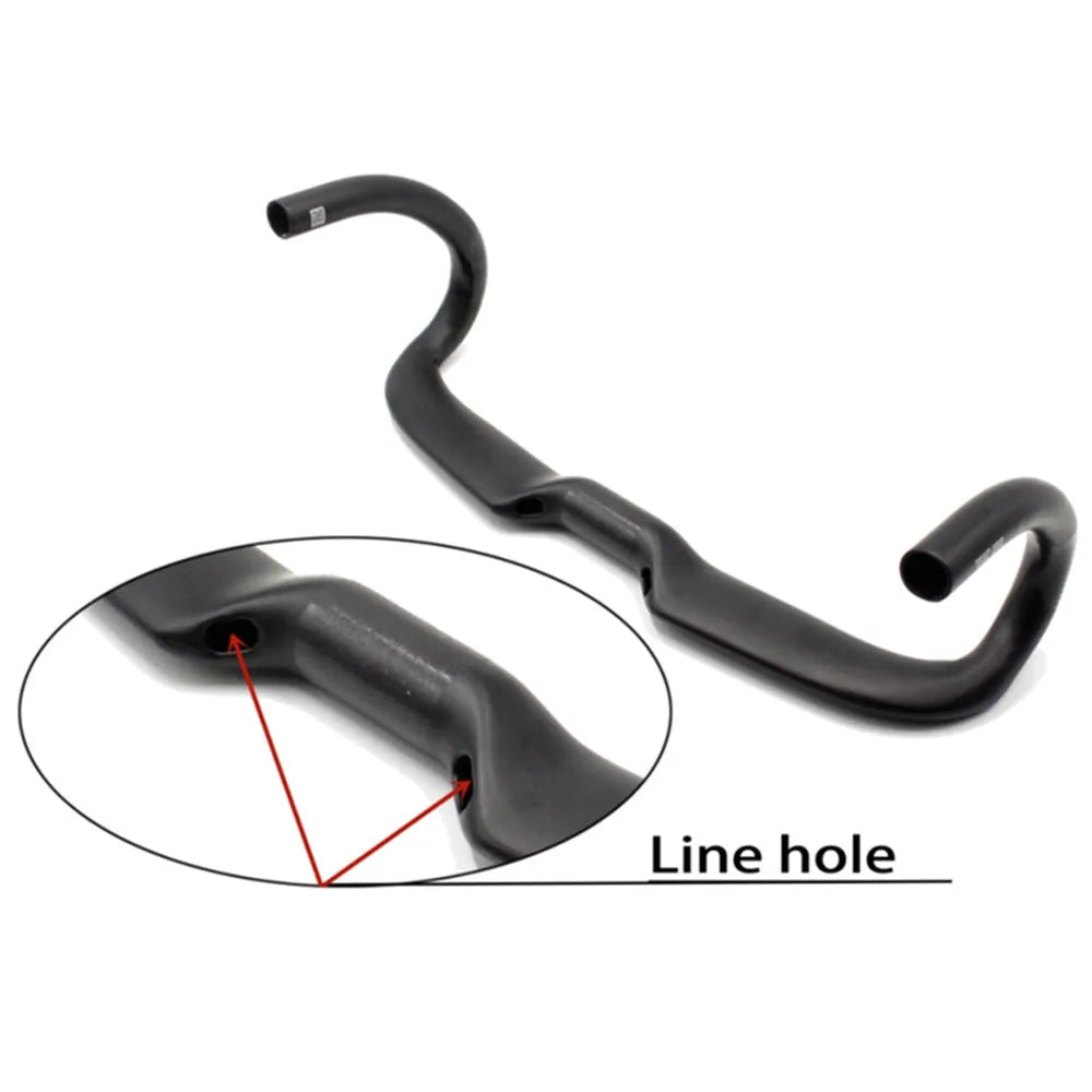 Wei Bike matt carbon fibre road bicycle handlebar showing bent drop bar shape