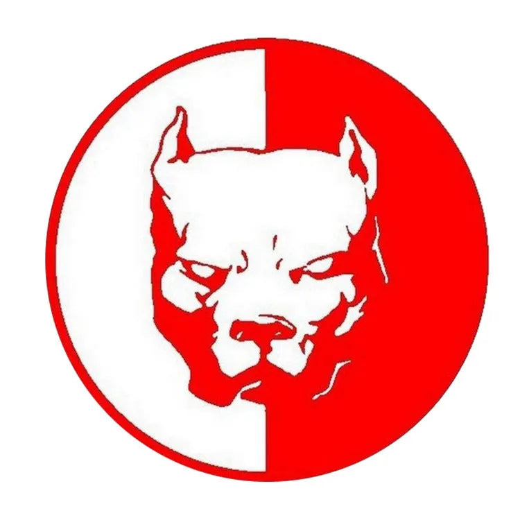 Reflective Bulldog superhero sticker 12x12cm in black white red colours for car and helmet safety