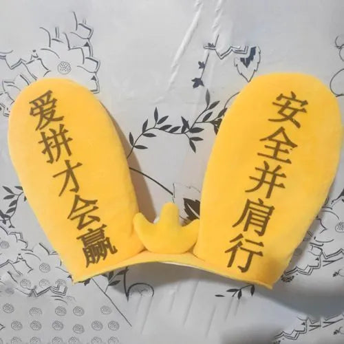 Rabbit-shaped glow ears helmet ornament with Velcro bottom attachment in multiple colour options