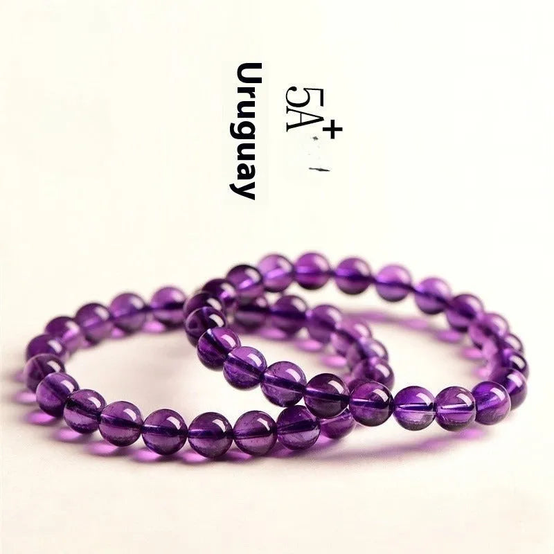 Natural Uruguayan amethyst bracelet with scattered polished beads in multiple size options