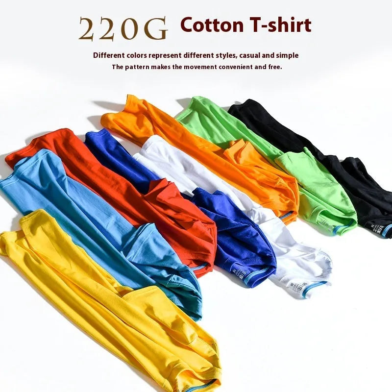 Men's solid colour combed cotton t-shirt with round neck and short sleeves