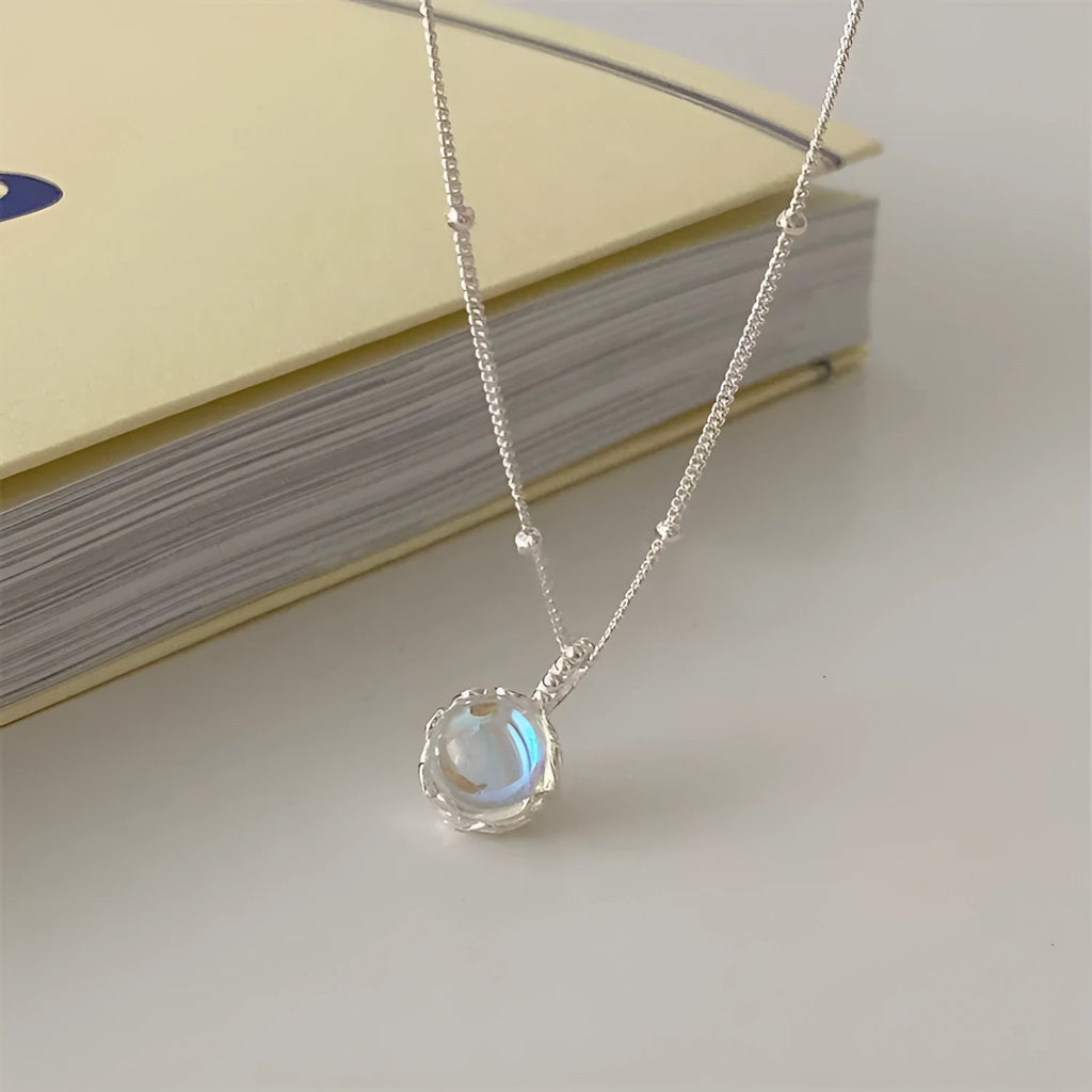 Silver geometrical pendant necklace with curb chain on 41-50cm adjustable length