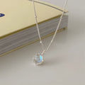 Silver geometrical pendant necklace with curb chain on 41-50cm adjustable length