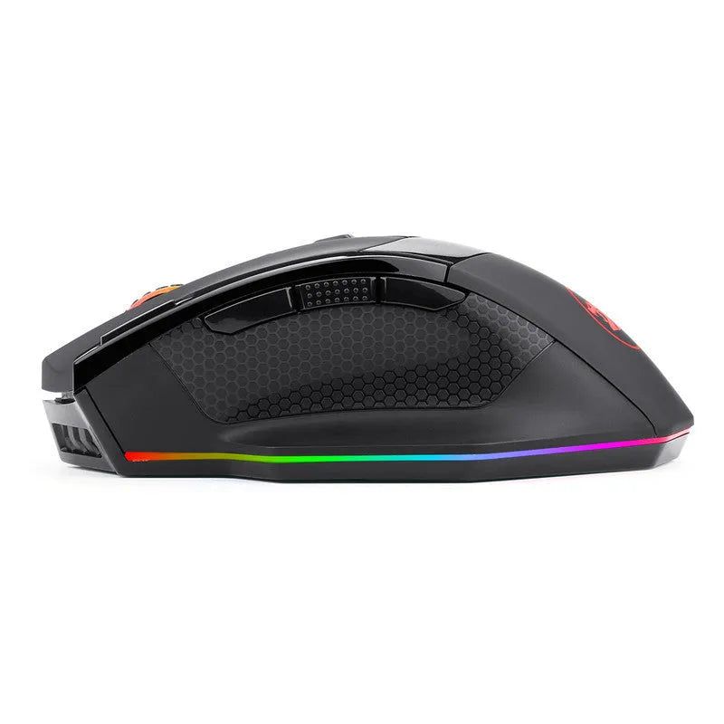 Black Redragon M801P wireless gaming mouse with multiple buttons on ergonomic right-handed design